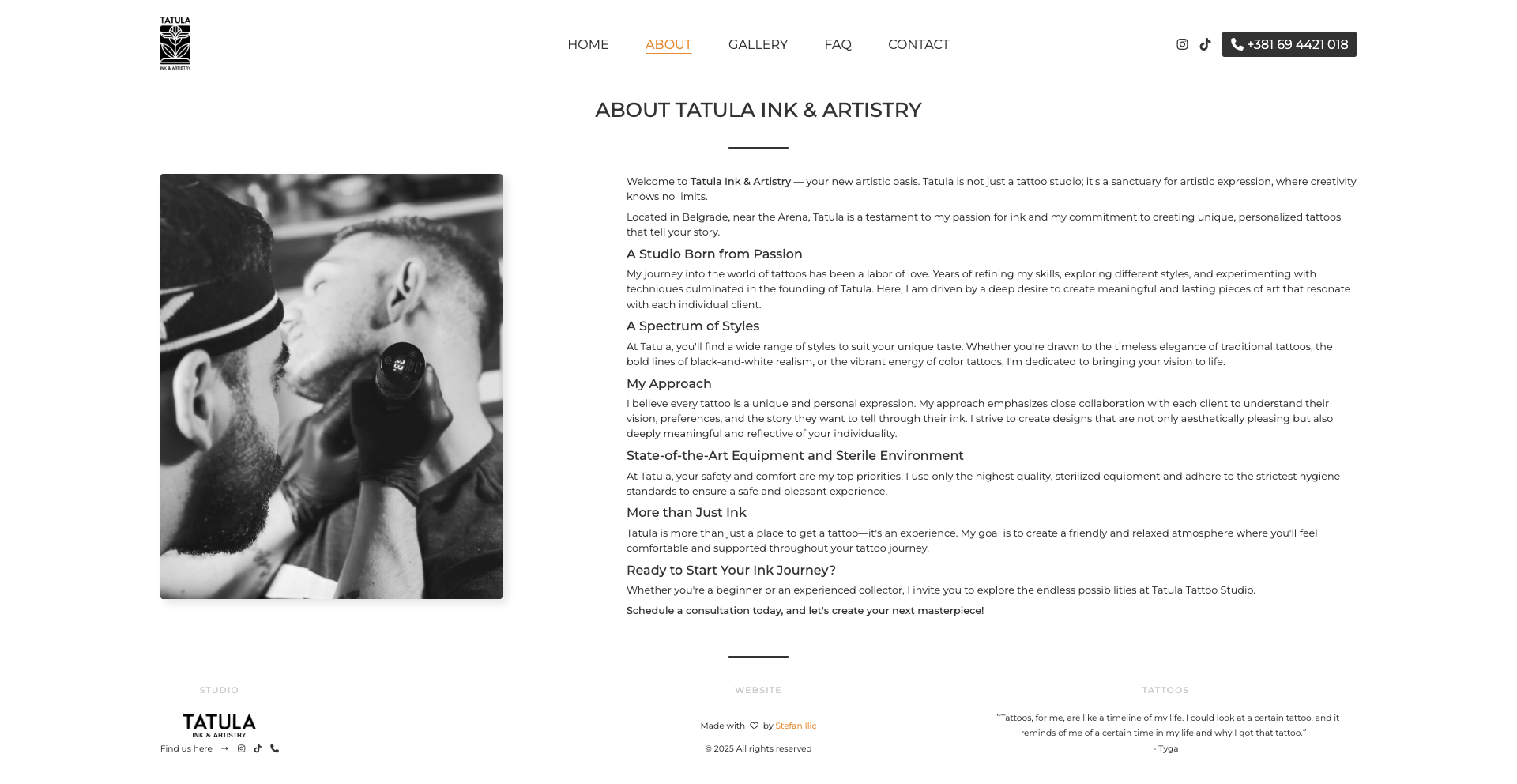 tatula tattoo studio Official website project